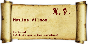 Matias Vilmos névjegykártya